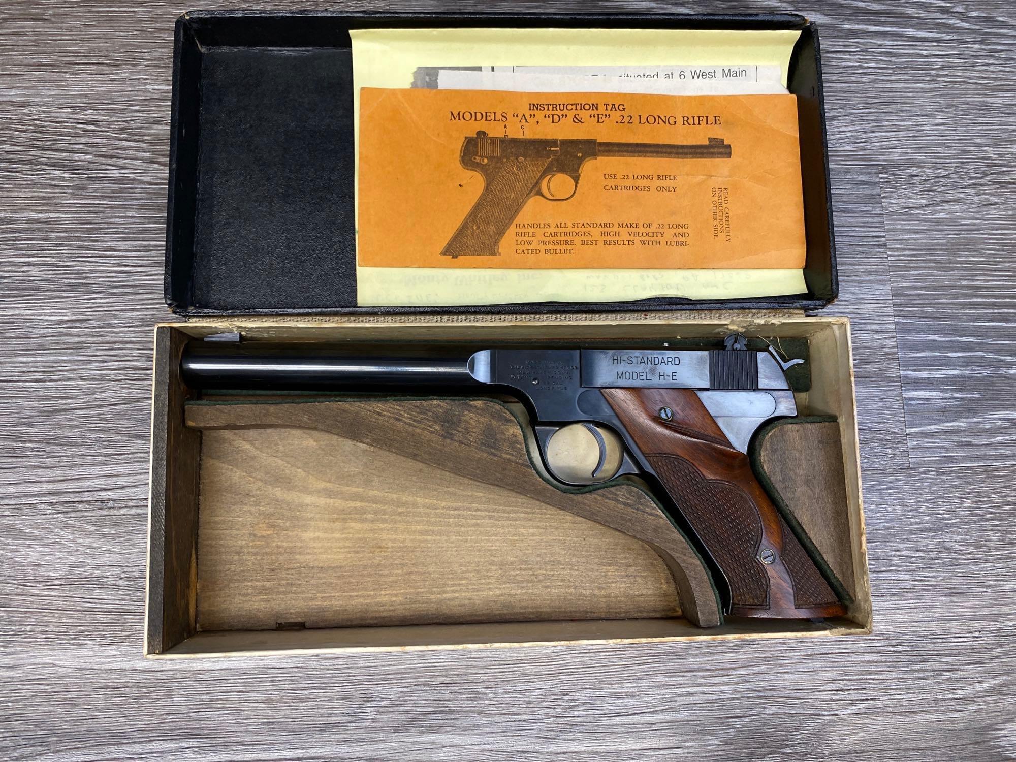 COLLECTOR GRADE HIGH STANDARD MODEL H-E .22 LR CALIBER W/ ORIGINAL BOX