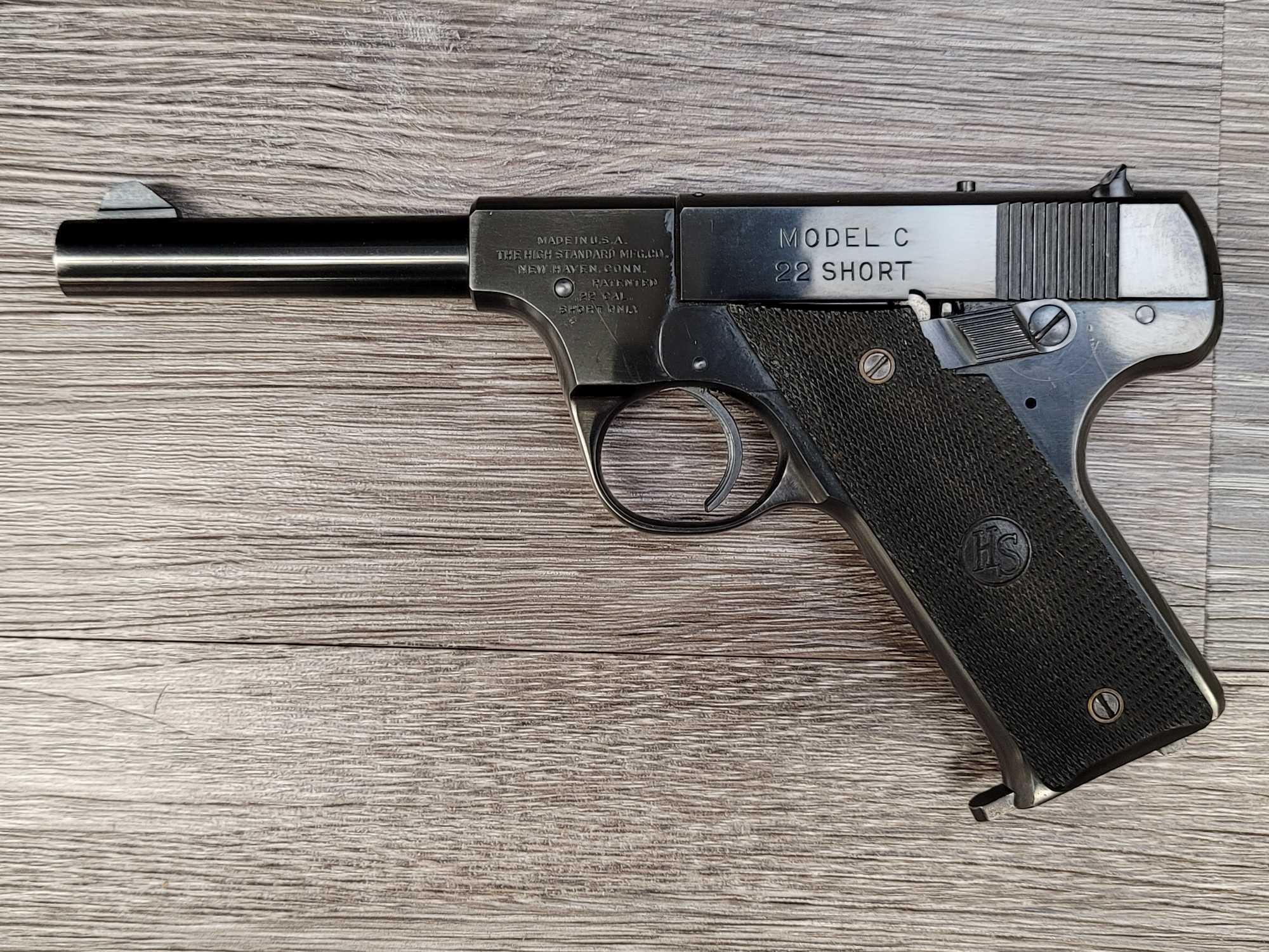 HIGH STANDARD MODEL C .22 SHORT SEMI AUTO PISTOL