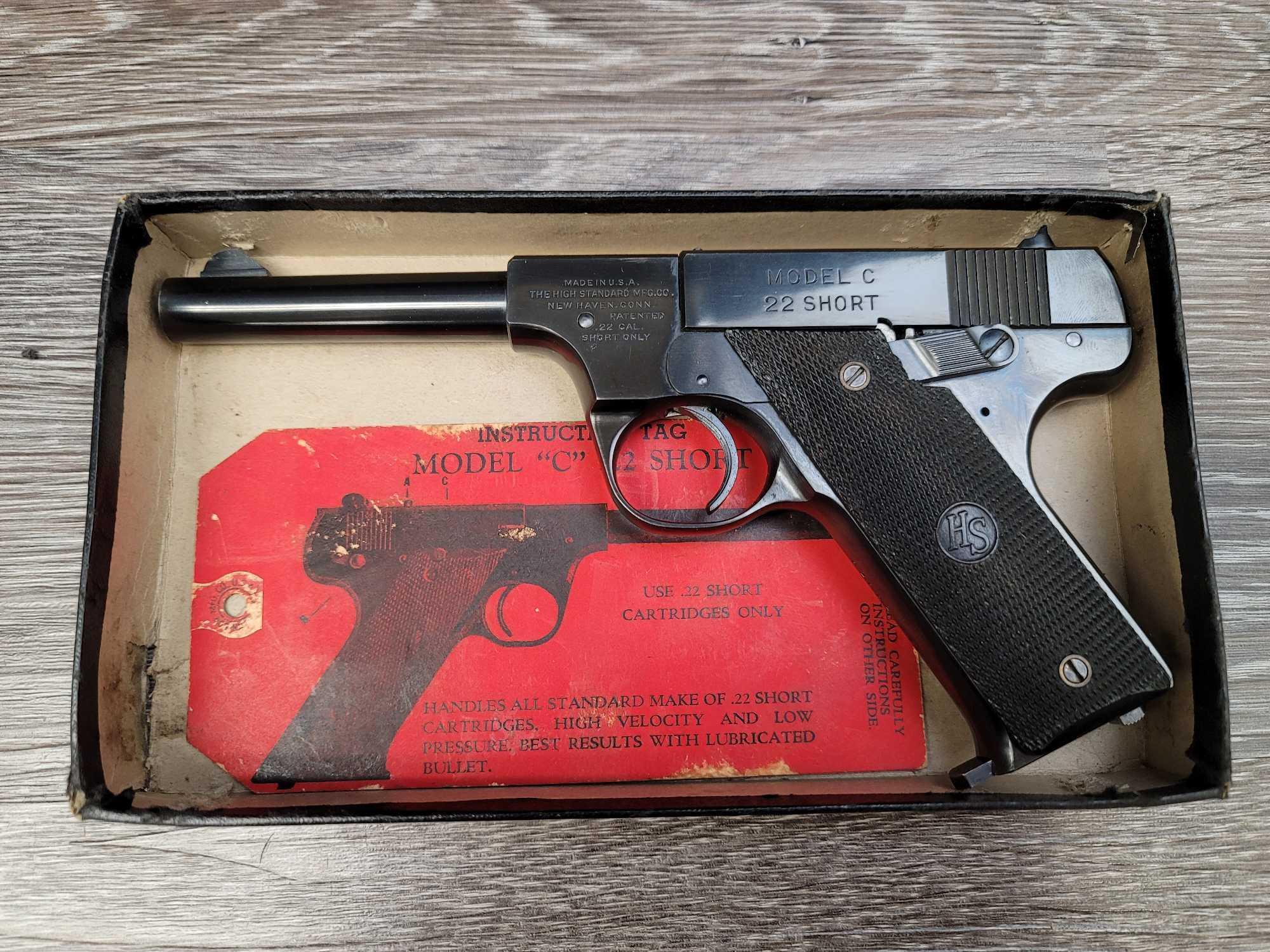 HIGH STANDARD MODEL C .22 SHORT SEMI AUTO PISTOL