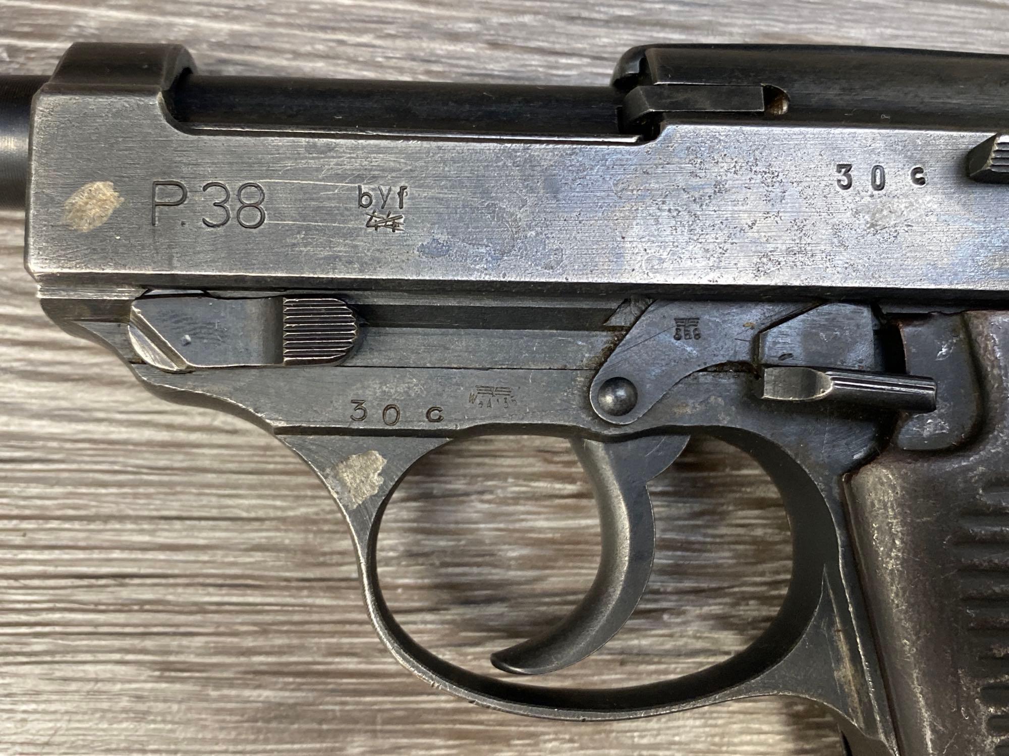 WWII GERMAN WAFFEN PROOFED MAUSER "byf 44" P.38 SEMI-AUTO 9MM PISTOL