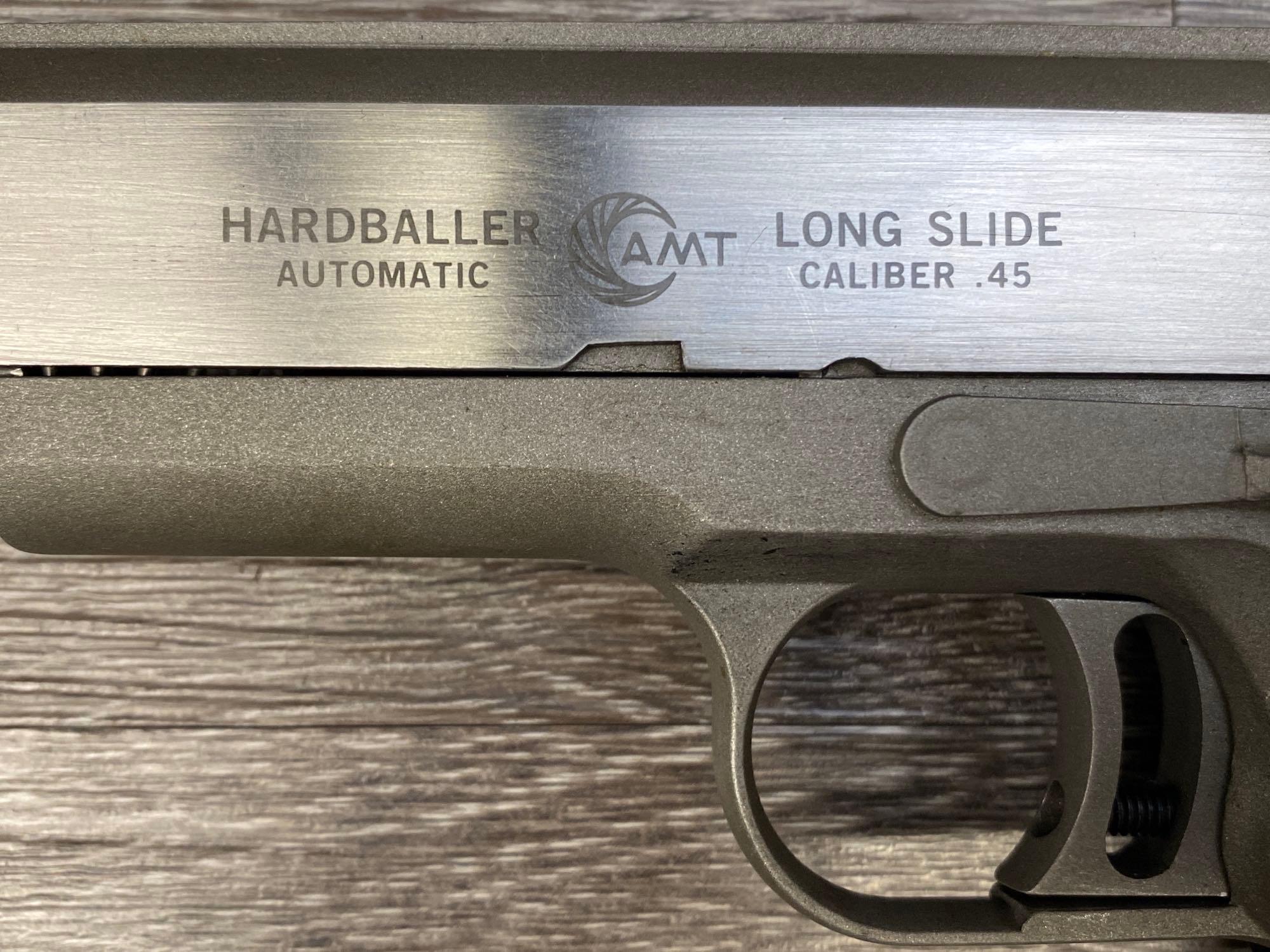 BOXED AMT HARDBALLER LONG-SLIDE STAINLESS STEEL .45 ACP CAL. SEMI-AUTO PISTOL