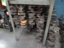 CRANKSHAFT RACK W/ ASSORTED CRANKSHAFT CORES