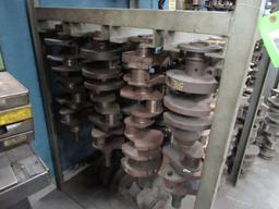 CRANKSHAFT RACK W/ ASSORTED CRANKSHAFT CORES