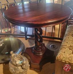 Indonesia Mahogany Hand Carved Circular Table