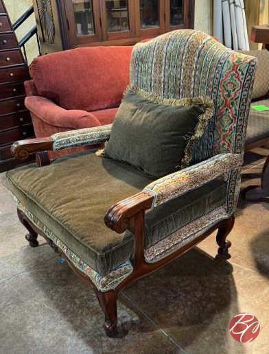 NEW Indonesia Hand Carved Padded King Chair 36"