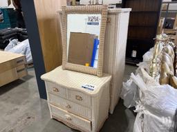 Wicker Dresser, Mirror, and Wardrobe