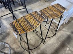 2 Wicker and Metal Stools