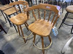 2 Swiveling Wooden Stools