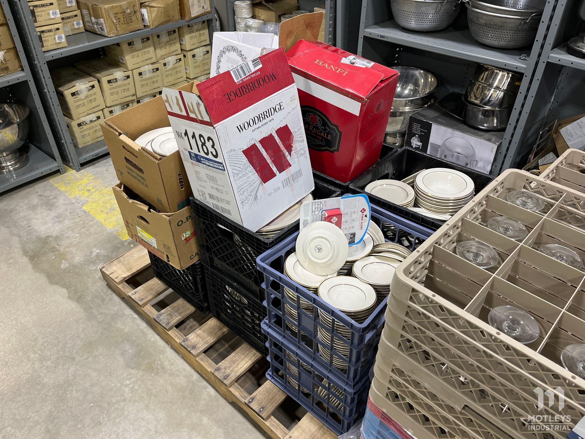 16 Boxes and Crates: China Plates, Saucers, Cups