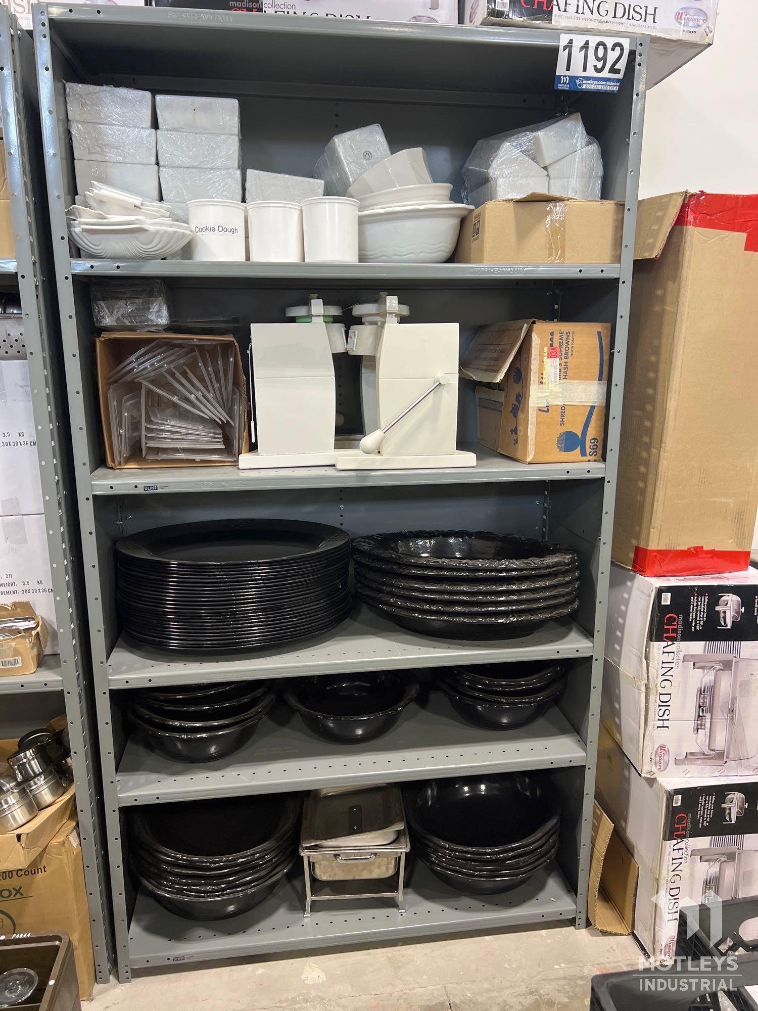 Shelving Unit of Assorted Kitchen Items
