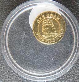 1 gram Gold Round, Ship At Sea