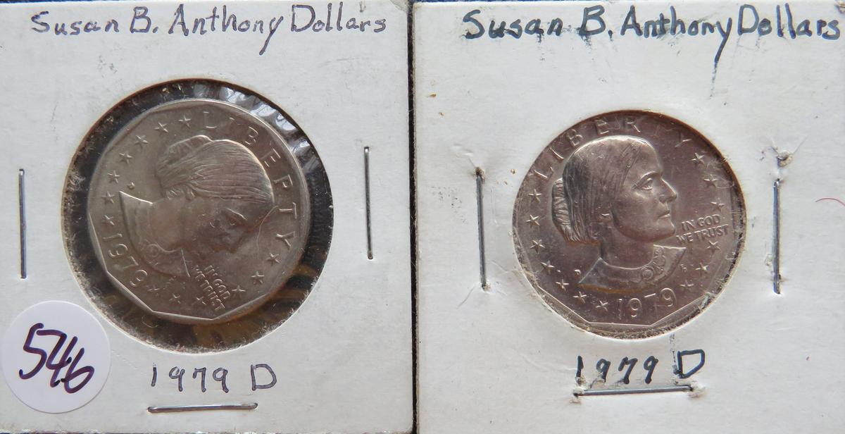 (2) 1979-D Susan B Anthony Dollars