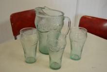 Coke pitcher & glasses