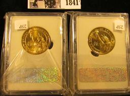 1841 . Pair of 2009 D SGS slabbed Presidential Dollars: Zachary Taylor MS70STN & John Tyler MS70STN.