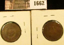 1662 . 1864 and 1866 Two Cent Pieces