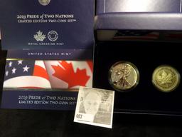 2019 Pride of Two Nations Limited Edition Two-Coin Set, Royal Canadian Mint modified Proof finish &