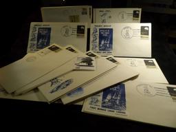 (54)  Stamped and Postmarked Apollo 11 Manned Lunar Landing U.S. Navy Recovery Atlantic 1969 covers.