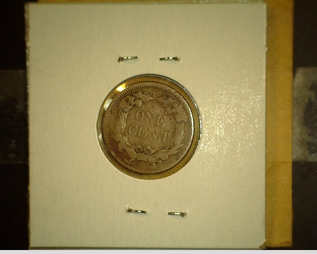 1858 U.S. Flying Eagle Cent, obv. gouge.