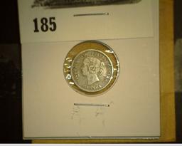 1871 Queen Victoria Canada Five Cent Silver. Fine.