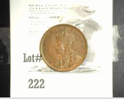 1911 Canada Large Cent, Mostly Brown Choice BU.
