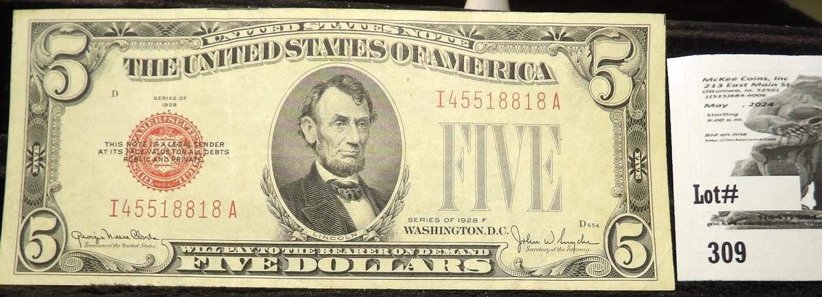 Series 1928F $5 U.S. Note Red Seal.