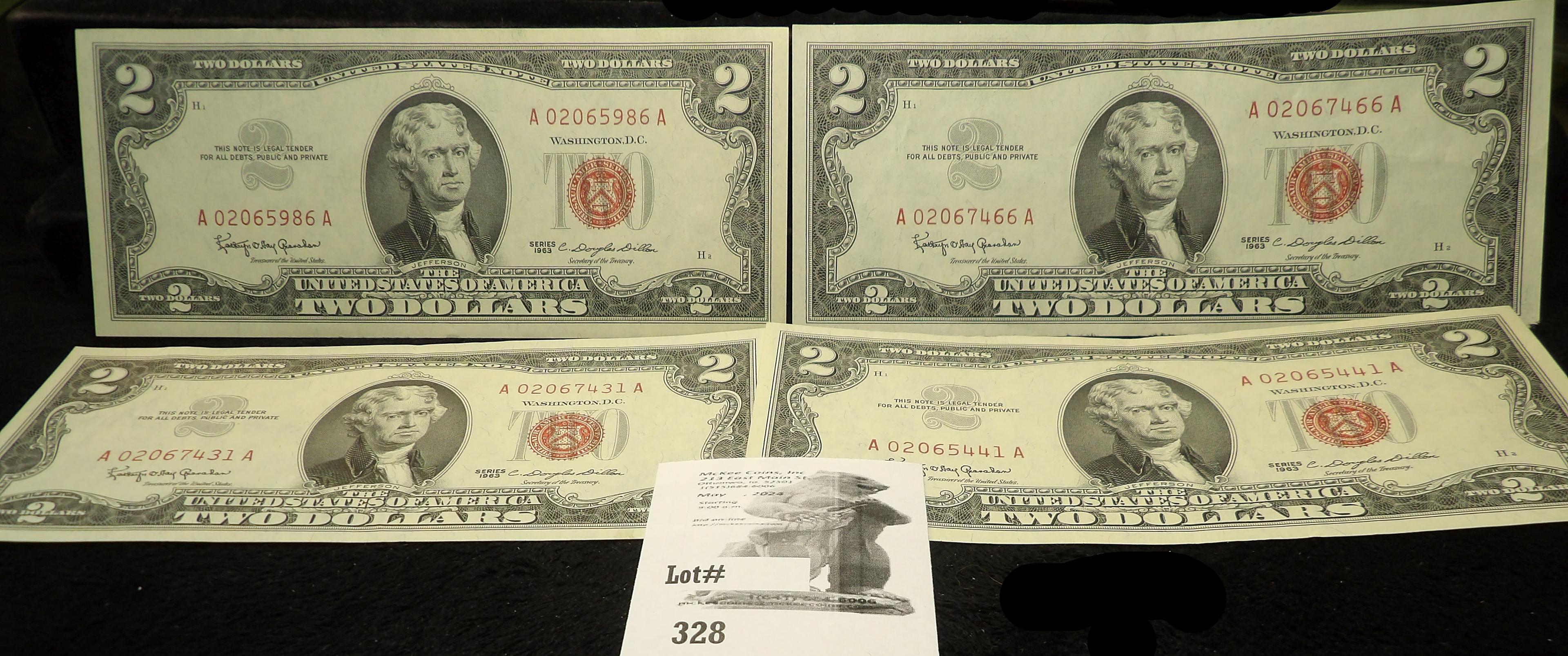 (4) Series 1963 $2 U.S. Notes, all Red Seals.