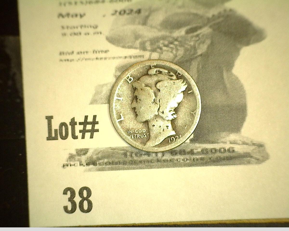 1921 D Semi Keydate Mercury Dime.