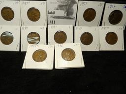 1935, 35D, 35S, 36, 36D, 37, 37D, 37S, 38, 39 & 39S Lincoln Head Cents. F and Better.