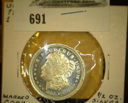 Half an Ounce Silver Round .999 Fine Silver in the design of an 1880 CC Morgan Dollar.