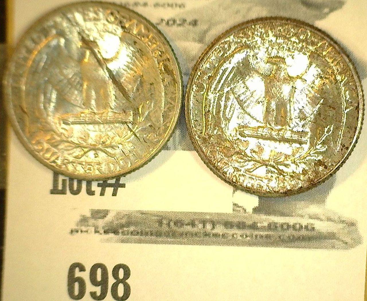 1946 D & 47 D Silver Washington Quarters. AU-Unc.