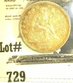 1857 U.S. Seated Liberty Quarter, Nice EF-AU.