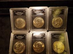 Eisenhower Lot of BU Dollars: 1971 P, 72 D, 73 D, 74 P, 77 P, 78 P, 71 S Silver; & 76 S Clad Proof.