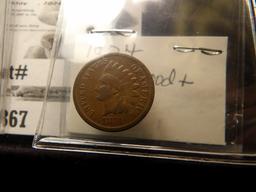 1873 Indian Head Cent, open 3 AG; 1874 Good; & 1875 Good+ Indian Head Cents.