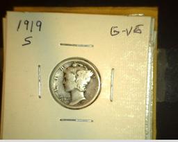 Mercury Dime Lot: 1916 P Fine, 1916 S VG, 1917 P F-VF, 1917 D VG, 1917 S VG, 1918 P Fine, 1918 D VG,