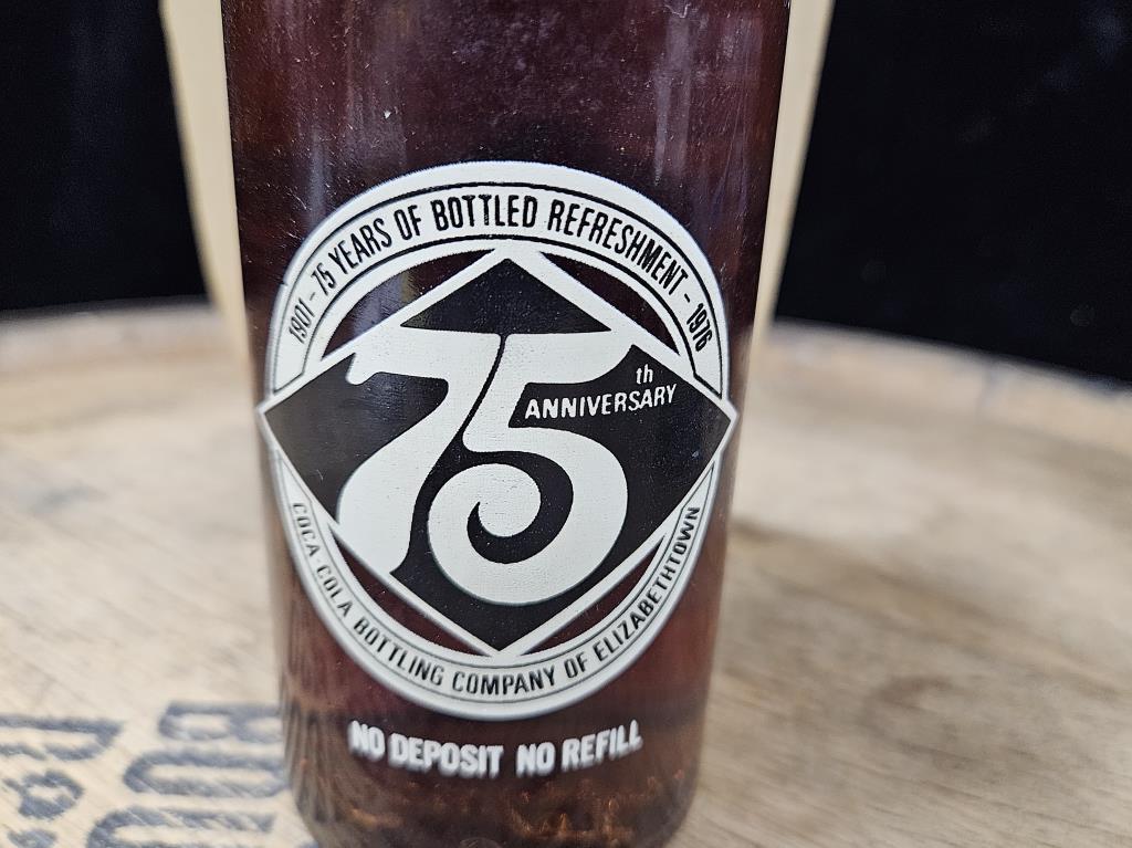 1976 Coca-Cola 75th Anniversary Bottle + Coaster +