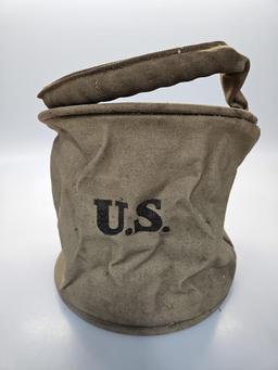 Kemper Thomas Canvas Military Water Bucket-WWI Era