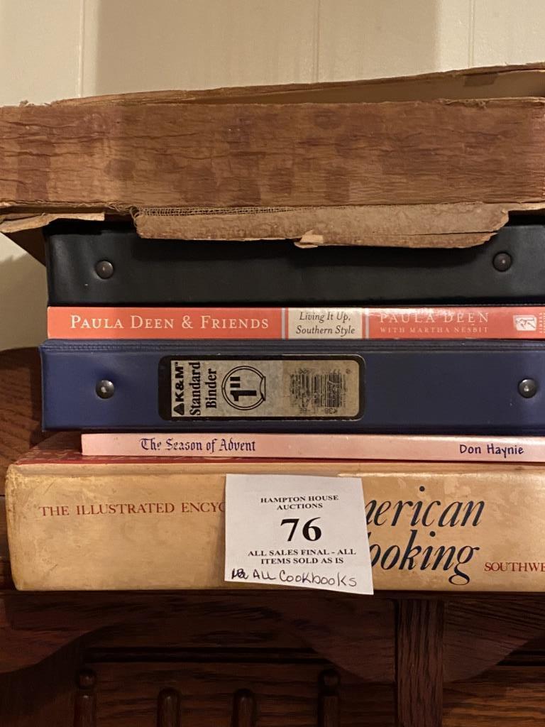 TWO SHELVES OF COOKBOOKS