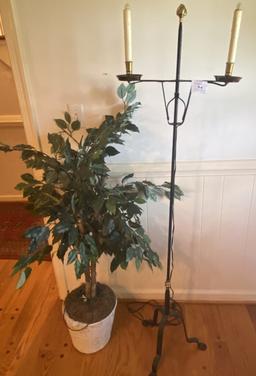 COLONIAL STYLED CANDLE STAND & FICUS