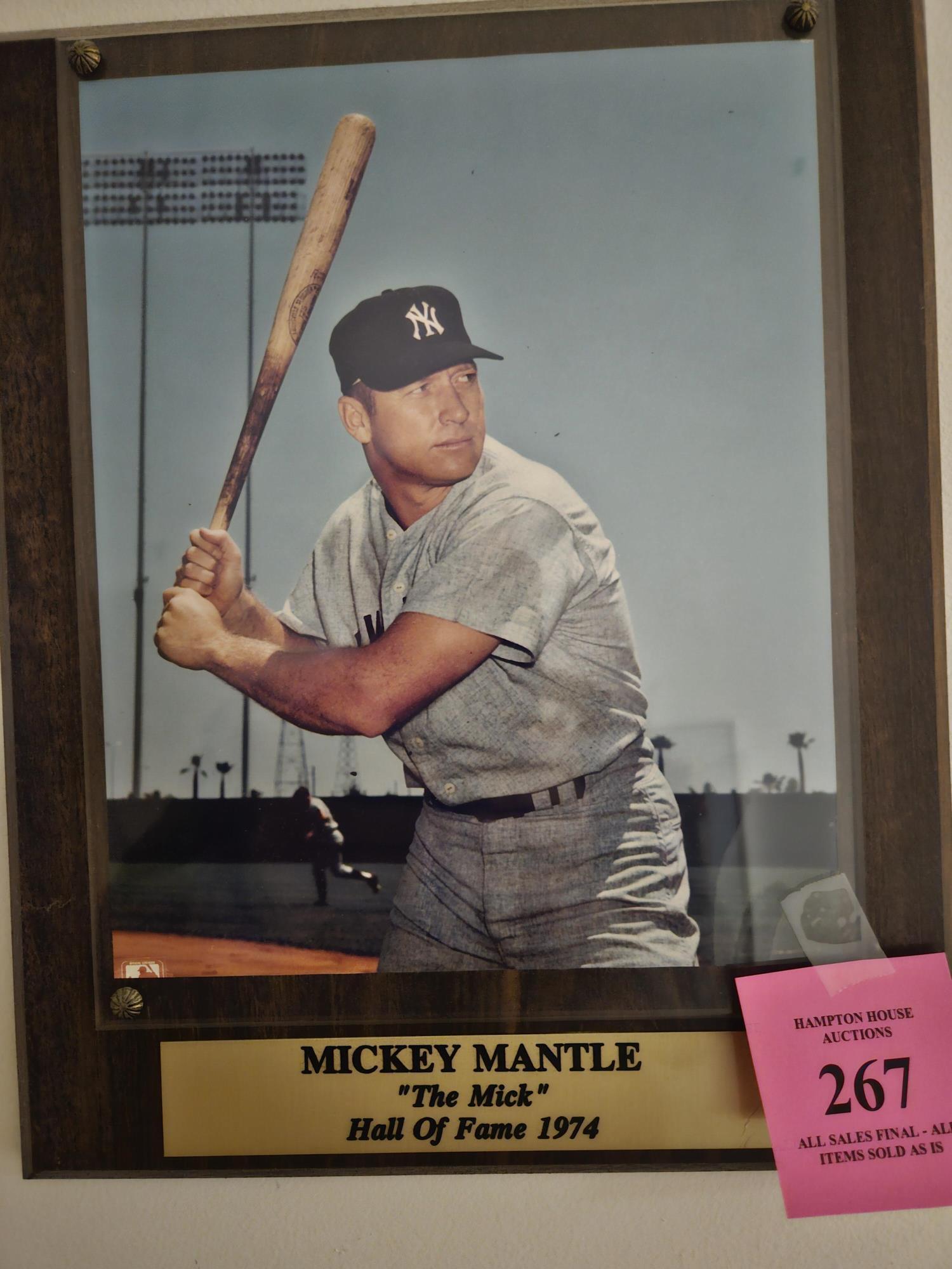 MICKEY MANTLE #2  PHOTO ON PLAQUE