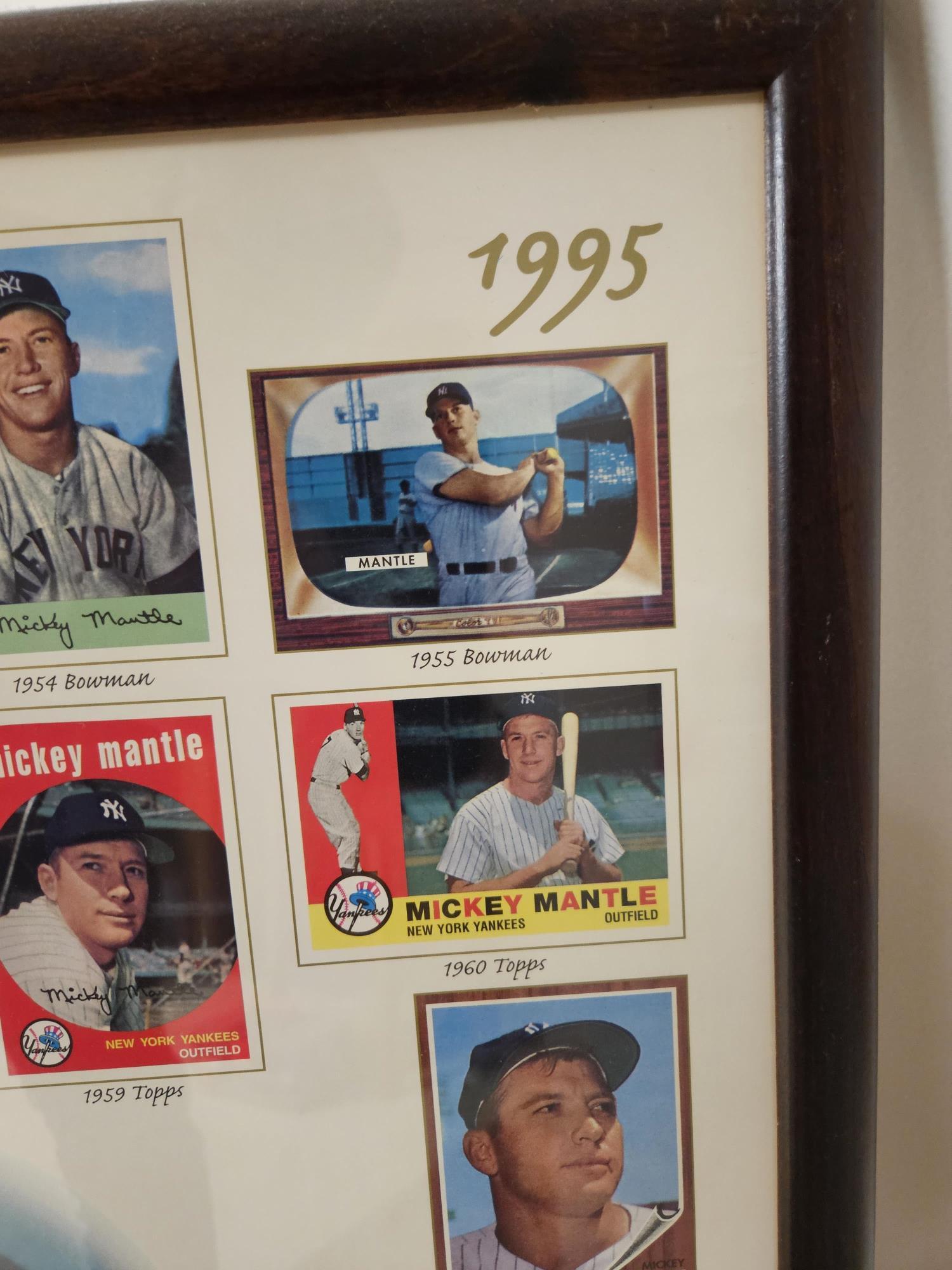 FRAMED POSTER OF MICKEY MANTEL BASEBALL CARDS