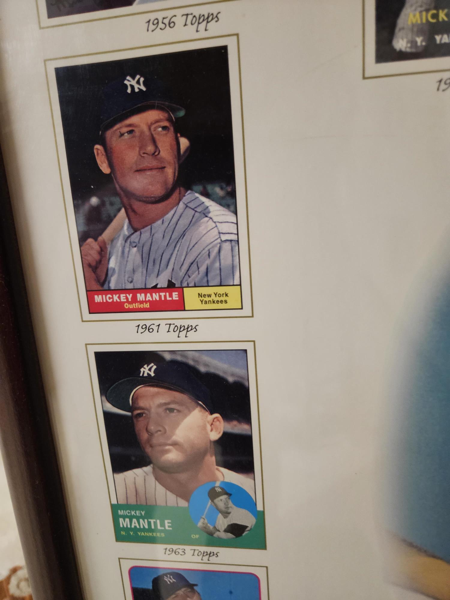 FRAMED POSTER OF MICKEY MANTEL BASEBALL CARDS