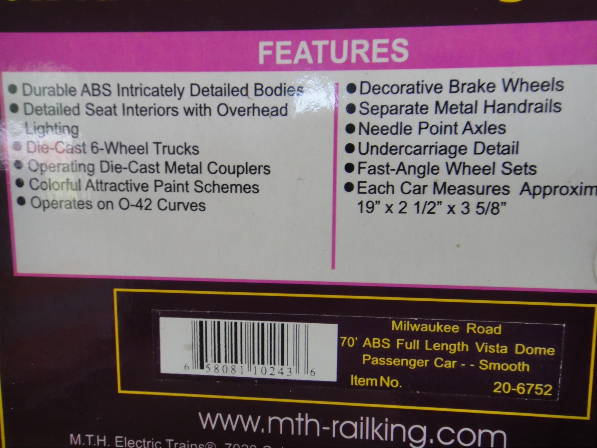 MTH MILWAUKEE ROAD 5 SMOOTH PASSENGER CARS