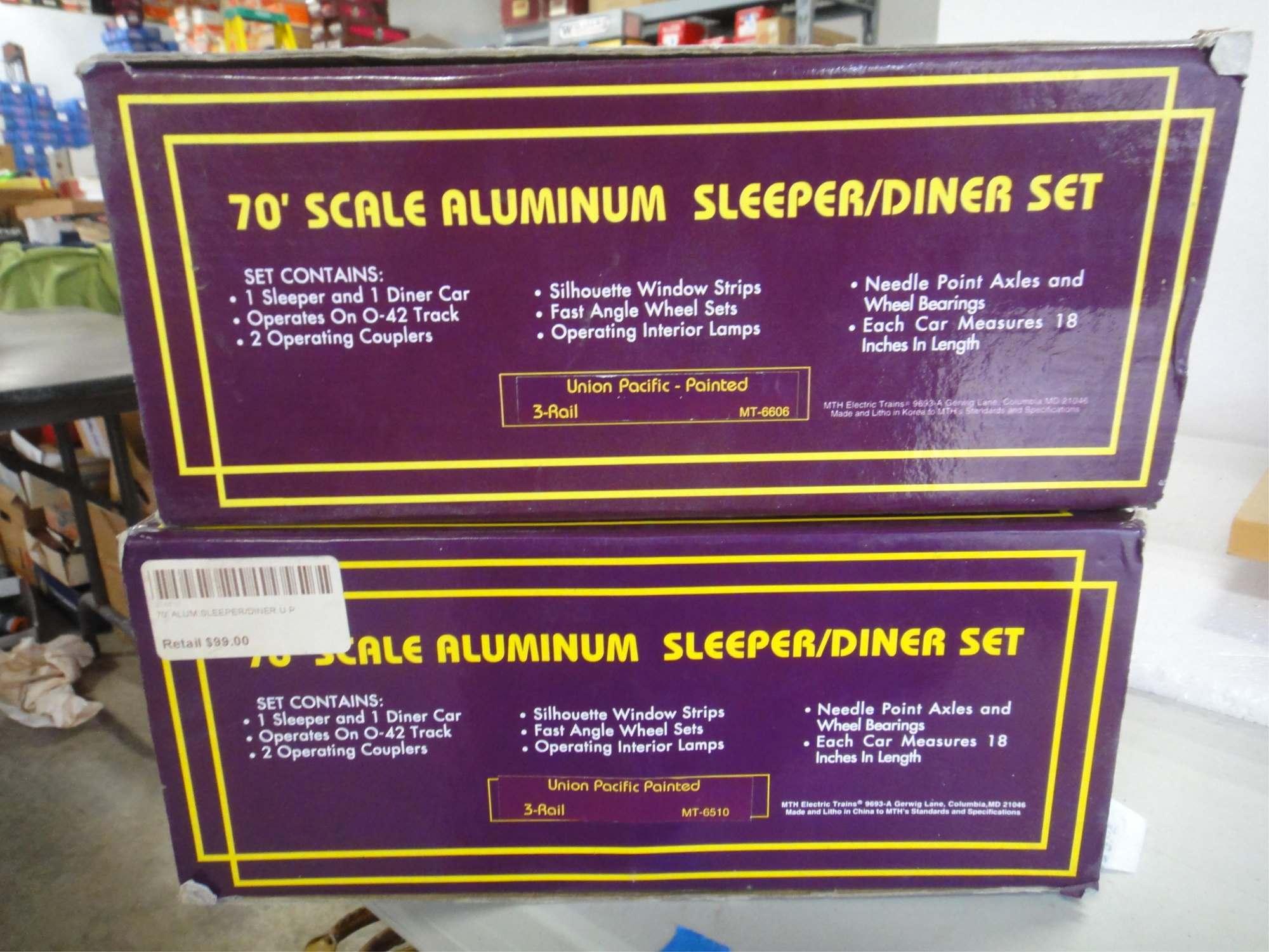 2 MTH ALUMINUM UP PASSENGER CAR SLEEPER/DINER SETS