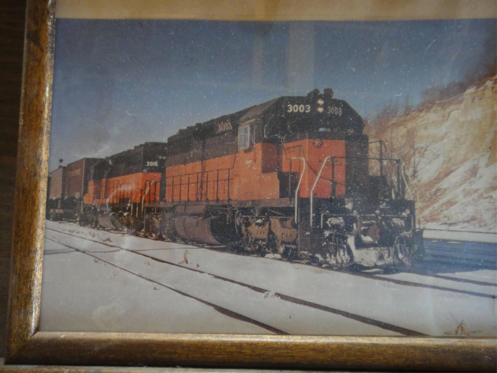 9 FRAMED TRAIN PICTURES