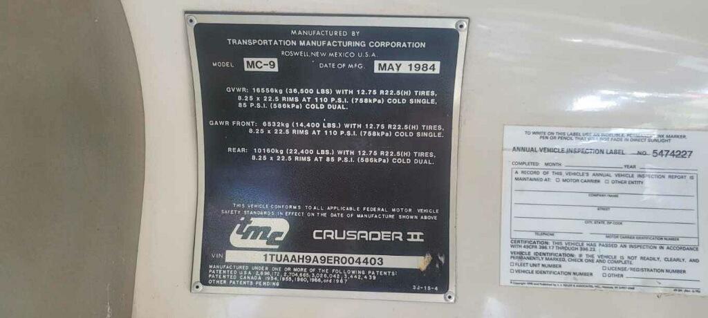 1984 TMC MC-9 Crusader II Coach Bus***LOCATED IN OCALA, FLORIDA***