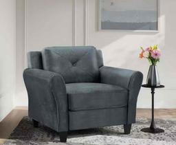 Lifestyle Solutions Harvard Dark Grey Microfiber with Round Arm Chair