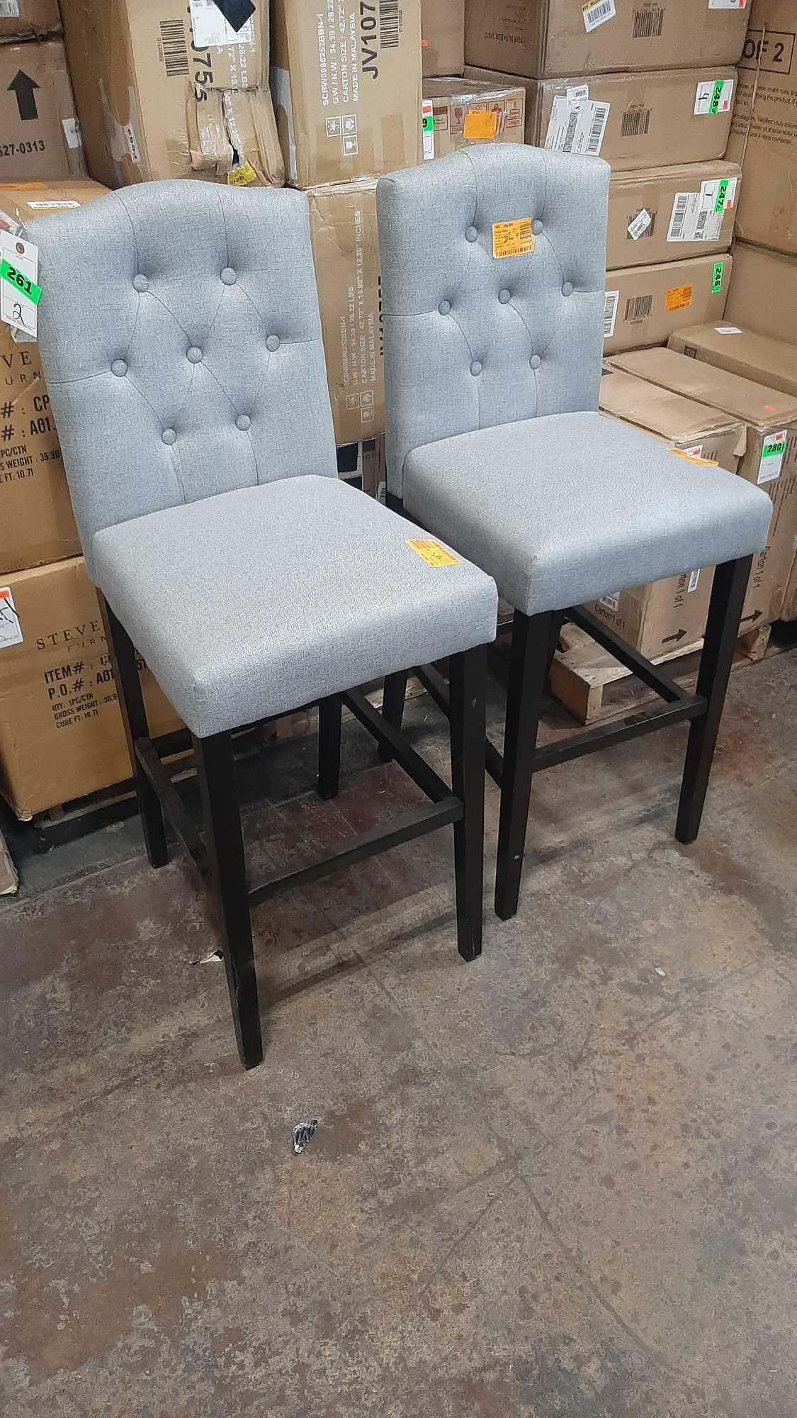 (2) StyleWell Beckridge Charcoal Gray Upholstered Bar Stools