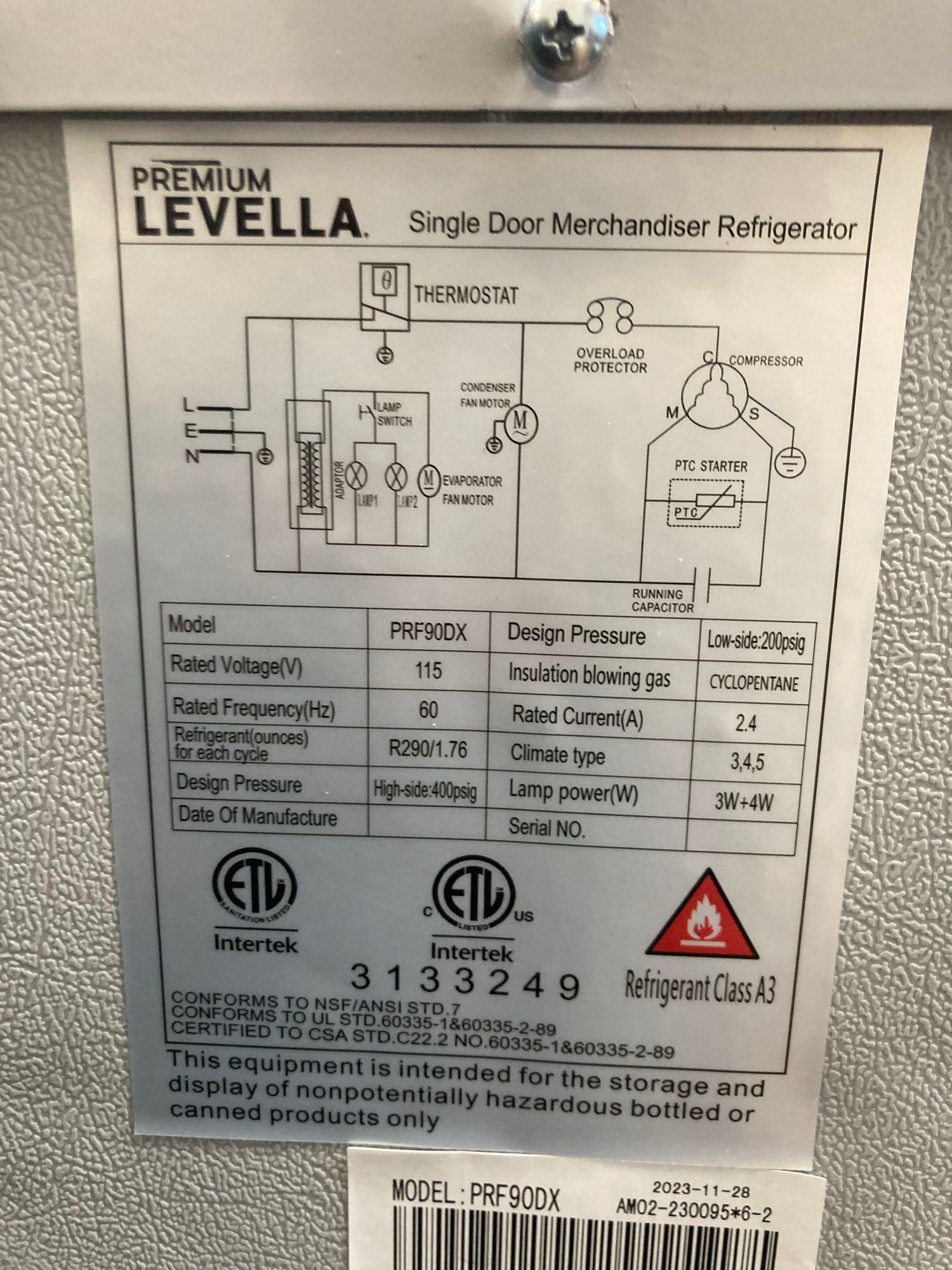 Premium Levella 9 cu. ft. 1 Door Glass Door Beverage Cooler*COLD*PREVIOUSLY INSTALLED*MISSING*