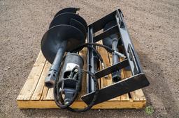 New Wolverine Post Hole Digging Attachment w/ 12in & 18in Augers To Fit Skid Steer Loader