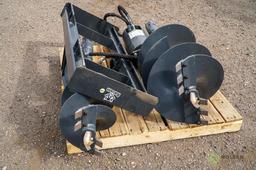 New Wolverine Post Hole Digging Attachment w/ 12in & 18in Augers To Fit Skid Steer Loader